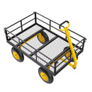 VEVOR Chariot de Jardin Transport, Charge 544,31 kg, Chariot Utilitaire Robuste Tractable Extérieur Métal 2 en 1 Pneus Tout-terrain 330 mm, Côtés Amovibles en Maille, Poignée Rotative 180°, Jaune Noir - image 11