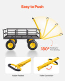 VEVOR Chariot de Jardin Transport, Charge 544,31 kg, Chariot Utilitaire Robuste Tractable Extérieur Métal 2 en 1 Pneus Tout-terrain 330 mm, Côtés Amovibles en Maille, Poignée Rotative 180°, Jaune Noir - image 7