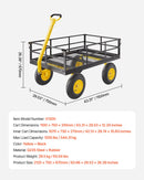 VEVOR Chariot de Jardin Transport, Charge 544,31 kg, Chariot Utilitaire Robuste Tractable Extérieur Métal 2 en 1 Pneus Tout-terrain 330 mm, Côtés Amovibles en Maille, Poignée Rotative 180°, Jaune Noir - image 8