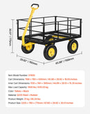 VEVOR Chariot Jardin Acier 635 kg Chariot Transport Robuste Jaune et Noir, pour Fermes, Entrepôts, 2 en 1 Remorque ou Tractable en Métal, avec 4 Pneus Tout-terrain 33 cm, Côtés Amovibles, Poignée 180° - image 8