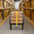 VEVOR Chariot Jardin Acier 635 kg Chariot Transport Robuste Jaune et Noir, pour Fermes, Entrepôts, 2 en 1 Remorque ou Tractable en Métal, avec 4 Pneus Tout-terrain 33 cm, Côtés Amovibles, Poignée 180° - image 9