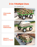 VEVOR Chariot de Jardin Acier 544 kg Chariot Transport Robuste Noir et Vert, pour Fermes, Entrepôts, 2 en 1 Remorque ou Tractable Métal, avec 4 Pneus Tout-terrain 33 cm, Côtés Amovibles, Poignée 180° - image 4