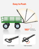 VEVOR Chariot de Jardin Acier 544 kg Chariot Transport Robuste Noir et Vert, pour Fermes, Entrepôts, 2 en 1 Remorque ou Tractable Métal, avec 4 Pneus Tout-terrain 33 cm, Côtés Amovibles, Poignée 180° - image 7